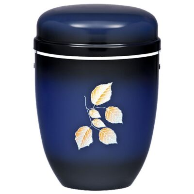 Urne bleu feuille argent