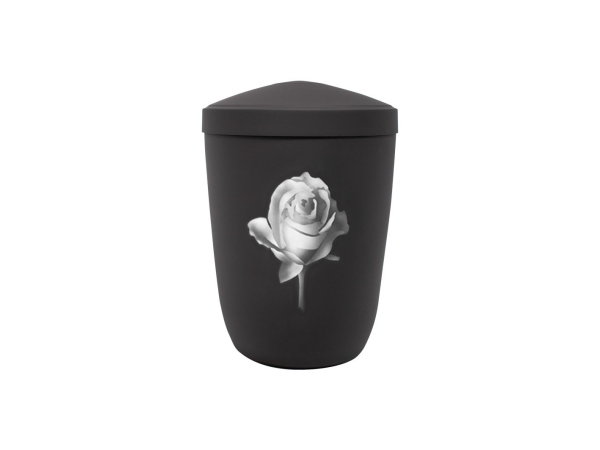 Urne noir mat rose blanche