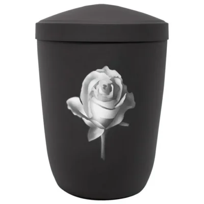 Urne noir mat rose blanche