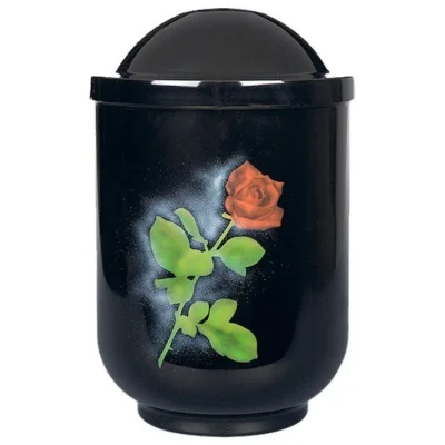 Urne noir rose rouge